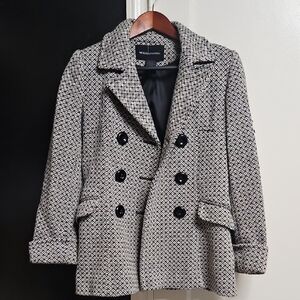 Moda International Black and White Pea Coat